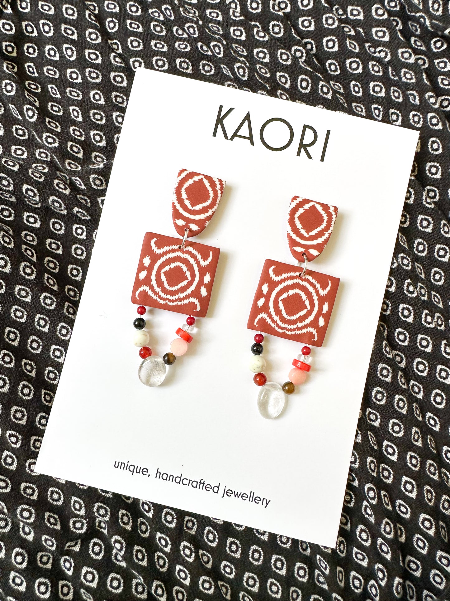 Ikat Semiprecious Stone Stud Earrings
