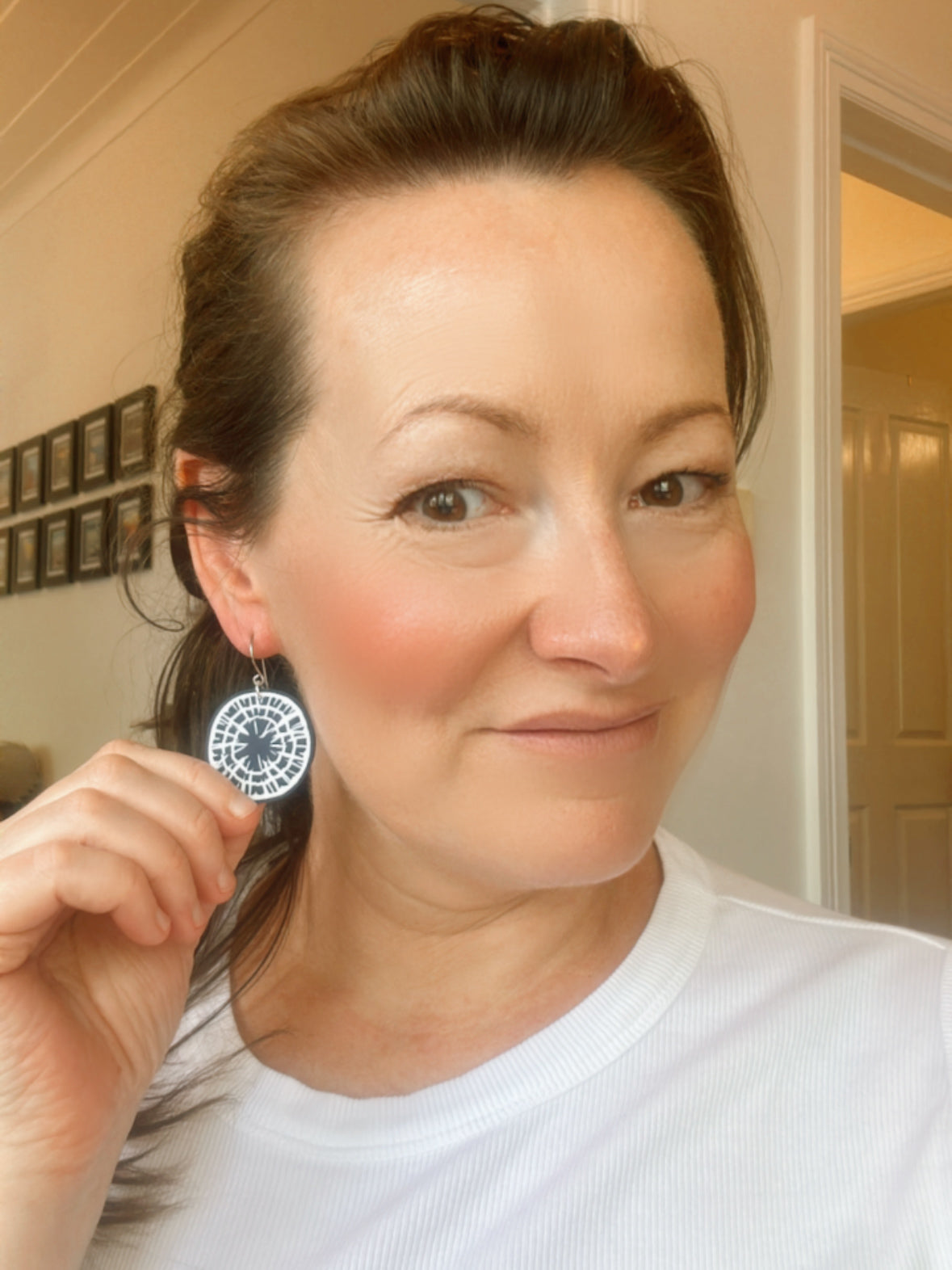 Indigo Shibori Hook Top Earrings