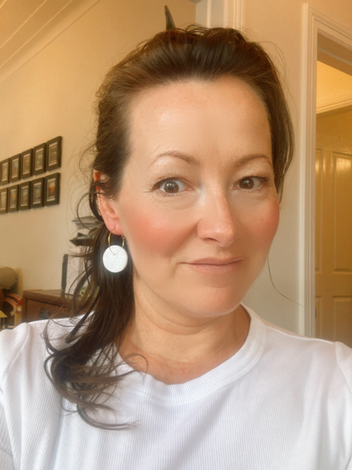 Abstract Face Hoop Earrings - Blue