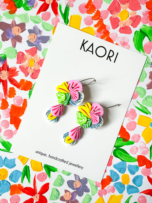 Layered Floral Hoop Earrings