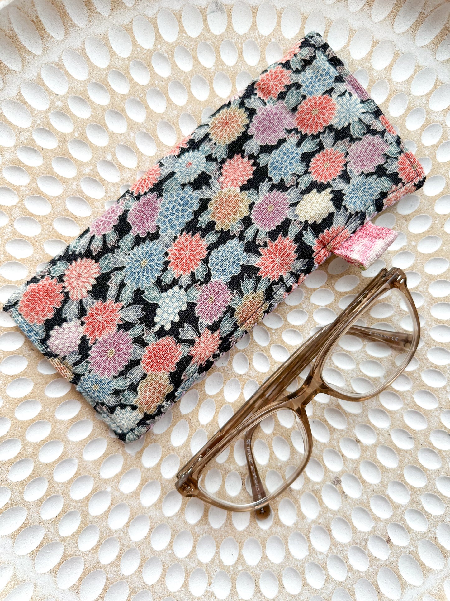 Handmade Kimono Fabric Glasses Case with embroidery