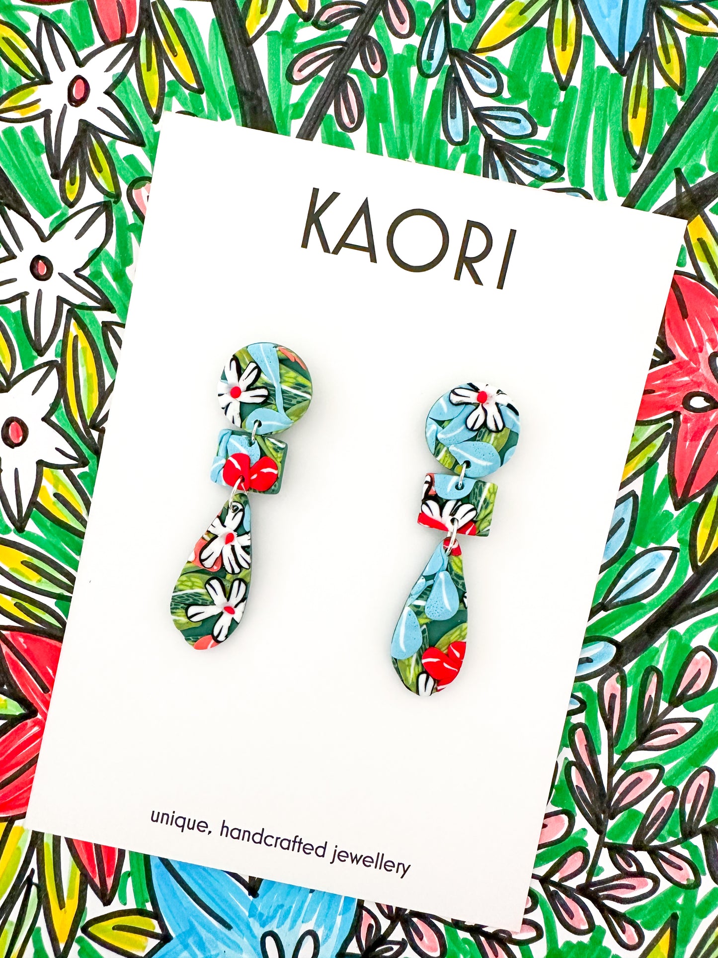 Kimono Floral Teardrop Earrings