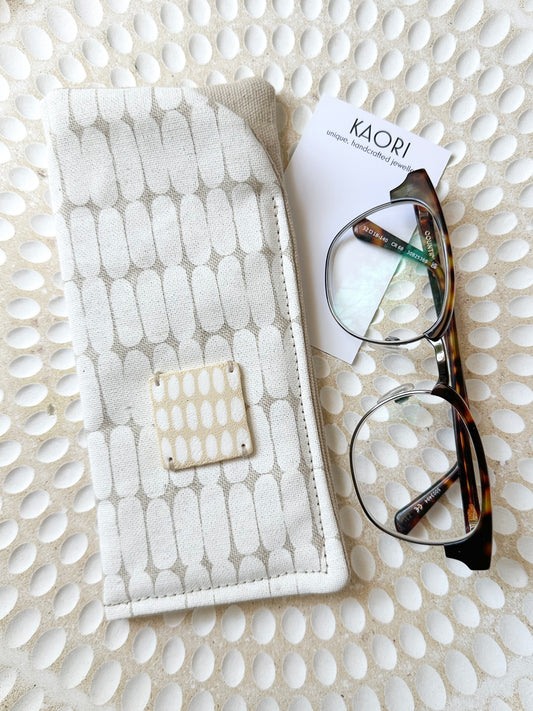 Stone and White Handmade Fabric Glasses Case