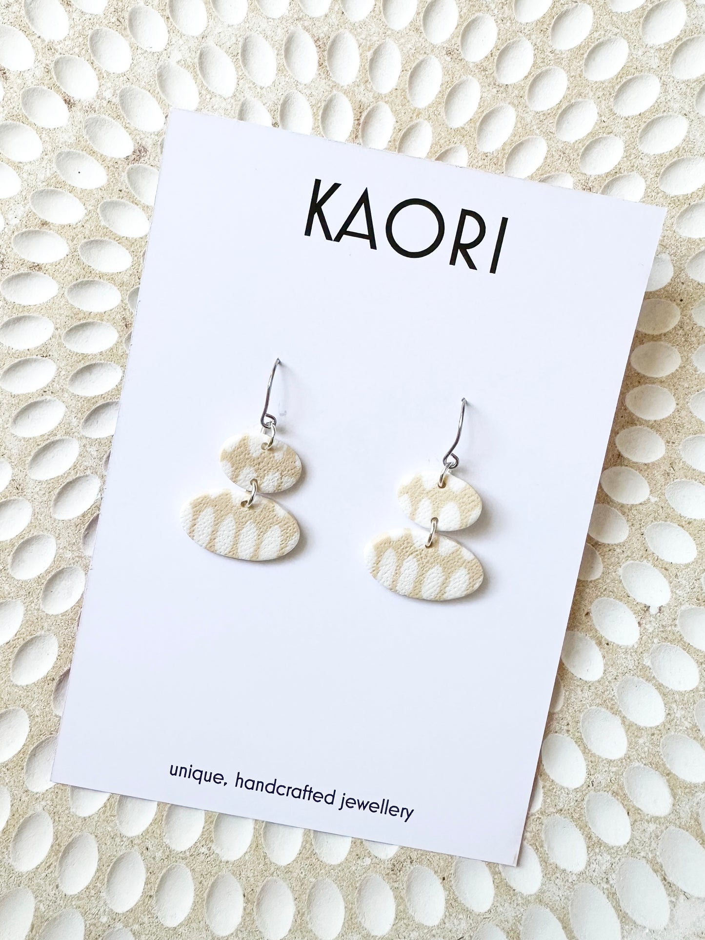 Stone and White Duo Hook Earrings