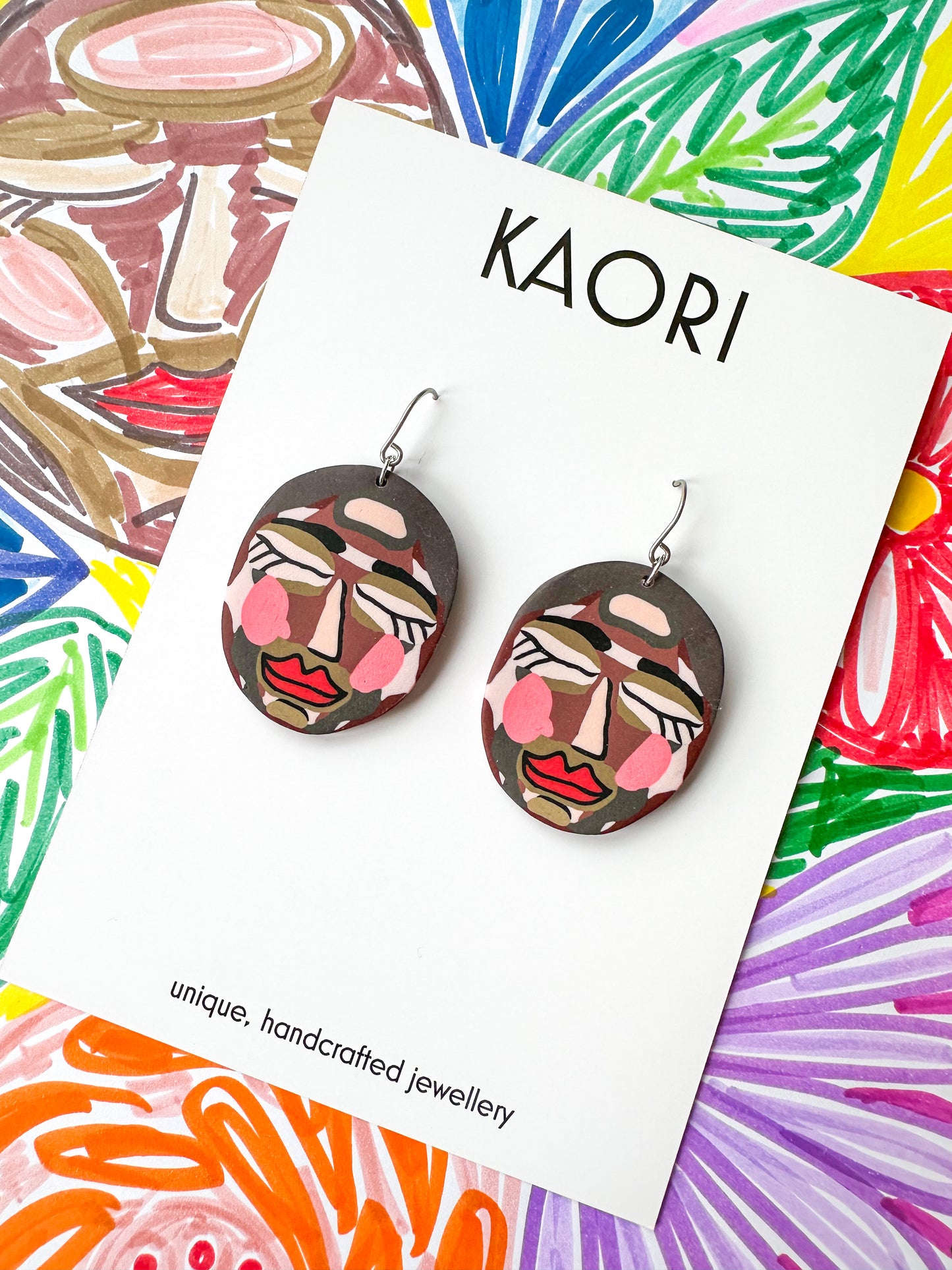 Abstract Face Statement Earrings