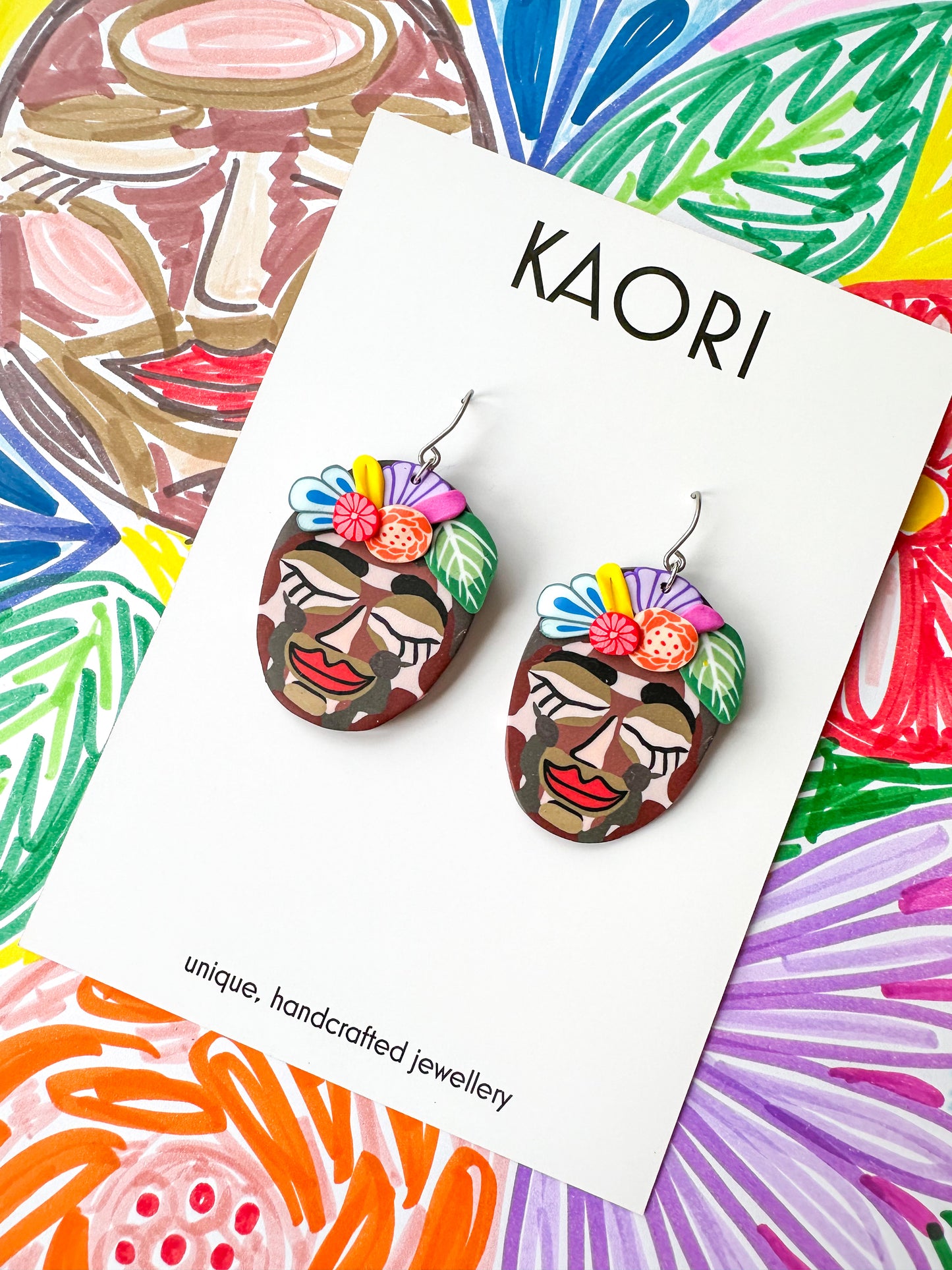 Abstract Face Statement Earrings