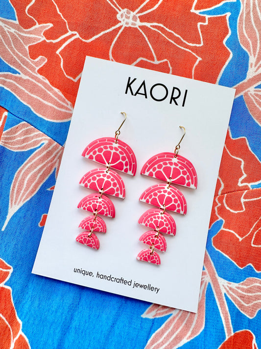 Coral Pink Cascade Earrings