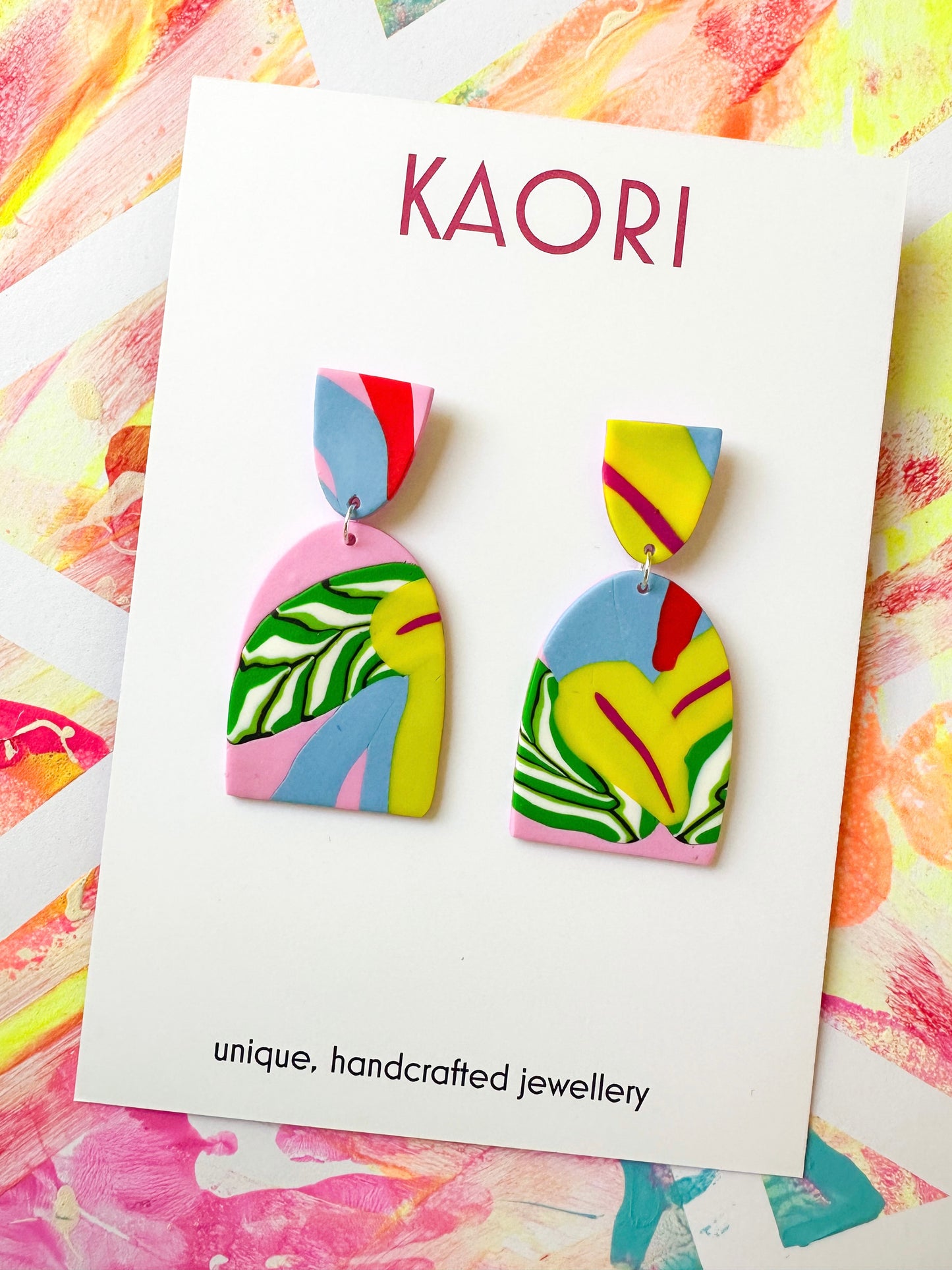 Tropical Floral Arch Earrings