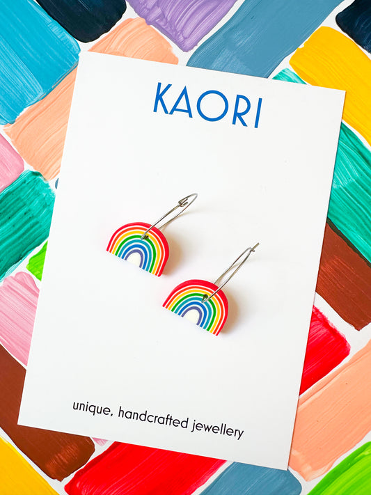 Rainbow Waves Hoop Earrings