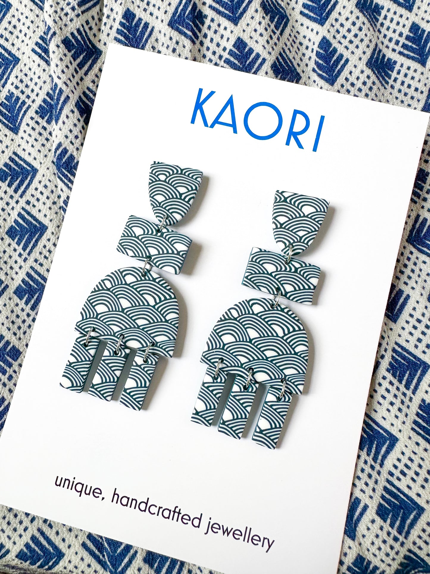 Indigo Waves Statement Earrings