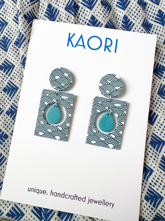 Indigo Kintsugi Window Earrings