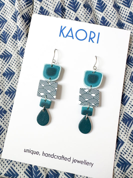 Indigo Waves Ombré Drop Earrings