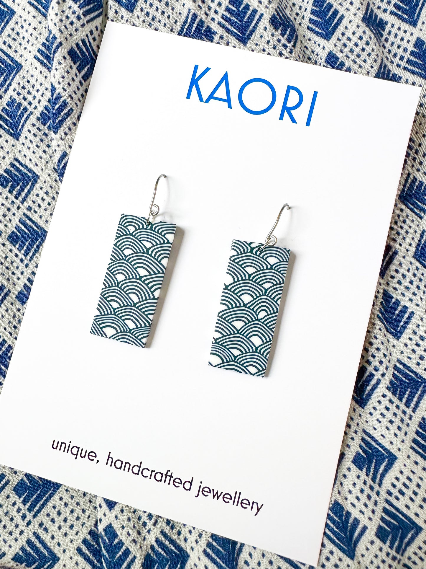 Indigo Waves Rectangle Earrings