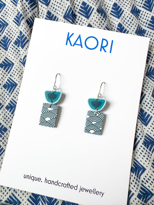 Indigo Waves Dainty Duo Earrings