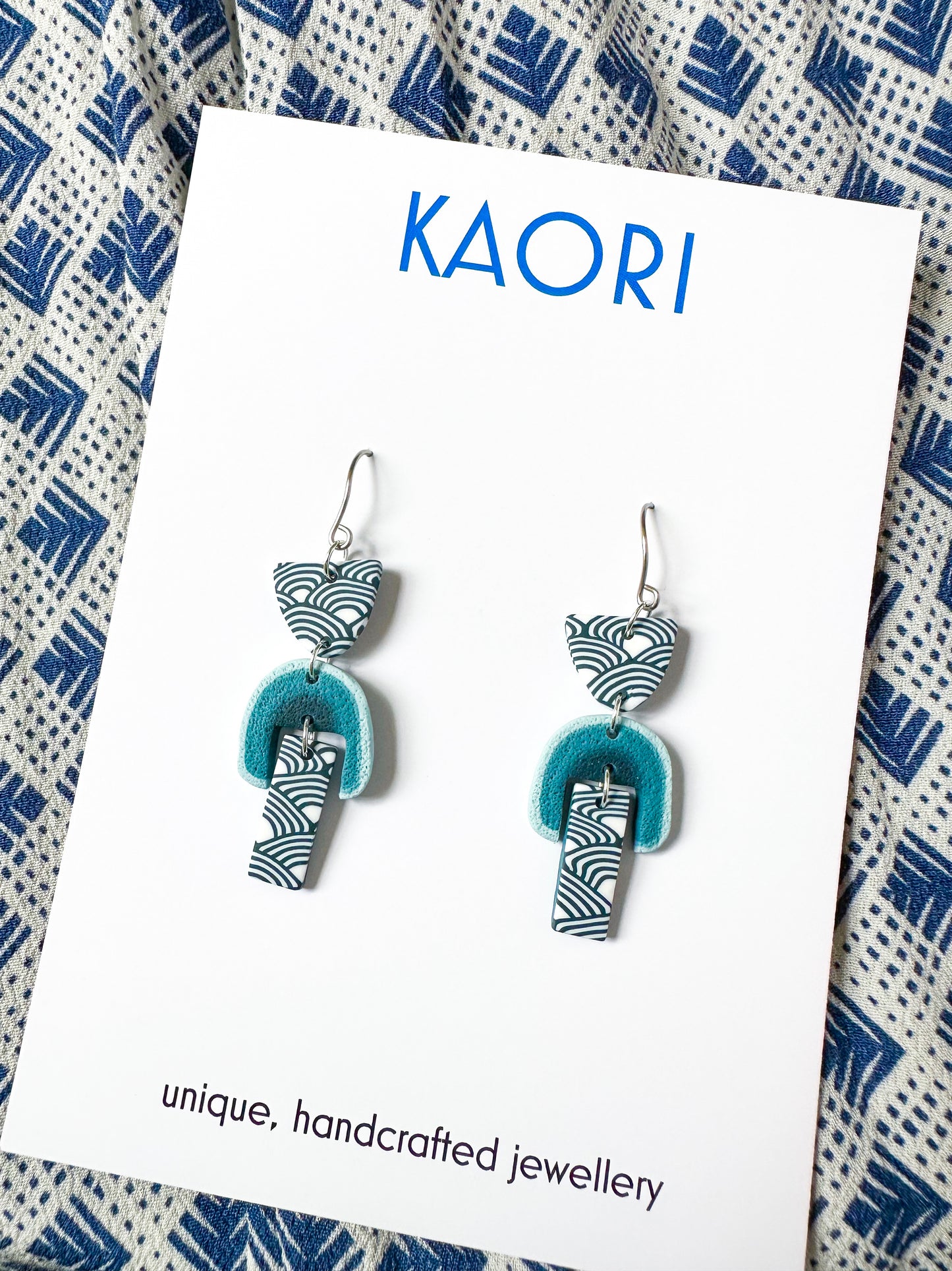 Indigo Waves Kimono Earrings