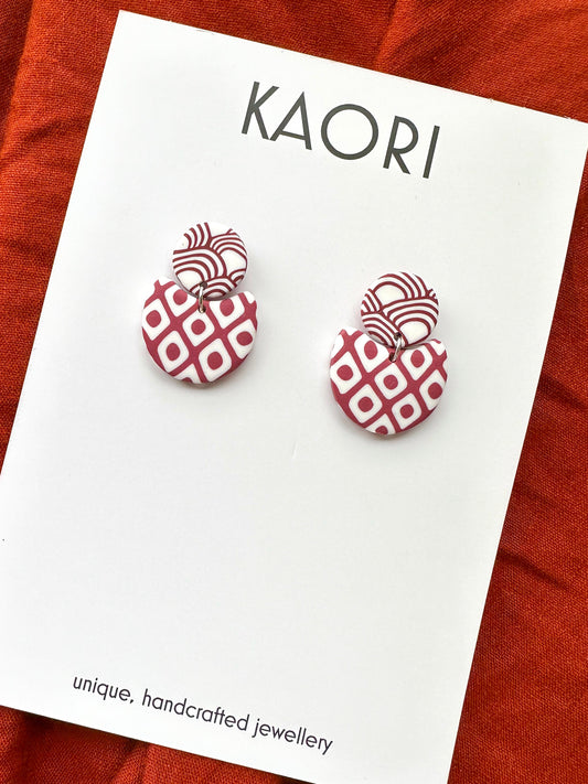 Waves in Oxblood and Rose curve Earrings