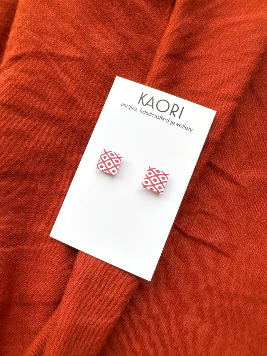 Waves in Oxblood and Rose square stud Earrings