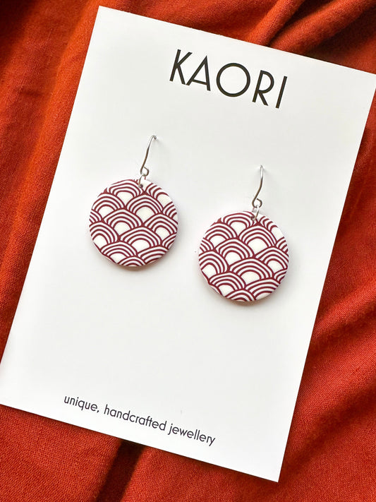 Waves in Oxblood and Rose circle Earrings